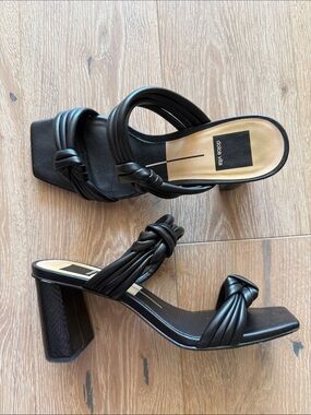 Dolce Vita Black Knotted Strap Block Heel Mules